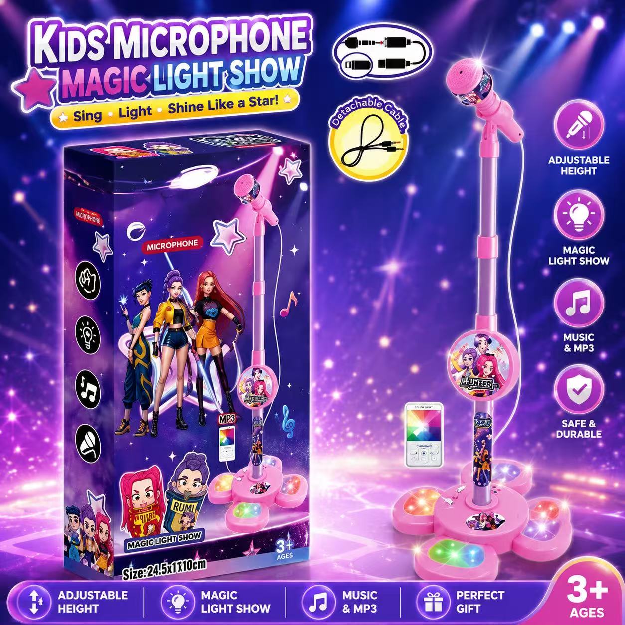 Shure Mic Sm58 - Karaoke-Mikrofon mit Ständer, Tragbare Musik-Singmaschine mit